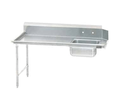 Advance Tabco Commercial Work Tables and Stations Each Advance Tabco DTS-S70-72L 72" L R Straight Soil Dishtable - 10 1/2" Backsplash, Stainless Legs, 16 ga Stainless