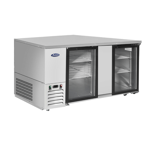 Atosa Bar Refrigeration Each Atosa MBB69GGR Back Bar Cooler Two-Section, 68"W x 28-1/10"D x 40-1/10"H | Denson CFE
