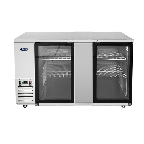 Atosa Bar Refrigeration Each Atosa MBB69GGR Back Bar Cooler Two-Section, 68"W x 28-1/10"D x 40-1/10"H | Denson CFE