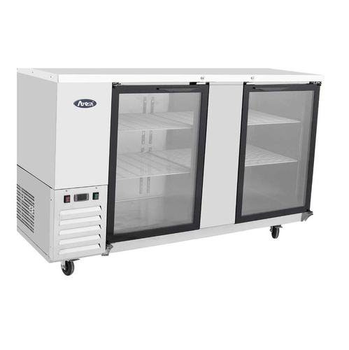 Atosa Bar Refrigeration Each Atosa SBB69GGRAUS1 68 Inch 2 Door Glass Stainless Back Bar Refrigerator | Denson CFE
