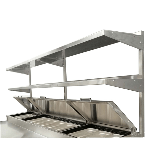 Atosa Catering Equipment Commercial Work Tables and Stations Each Atosa MROS-67P Stainless Steel Double Overshelf for 67" Pizza Prep Table | Denson CFE