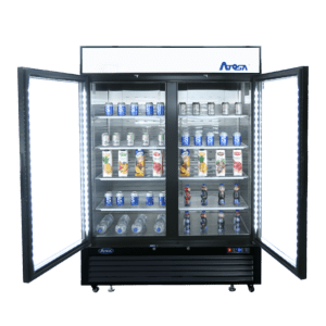 Atosa Catering Equipment Merchandising and Display Refrigeration Each Atosa MCF8723GR Refrigerator Merchandiser Two-Section 54-3/8"W X 31-1/2"D X 81-1/5"H | Denson CFE