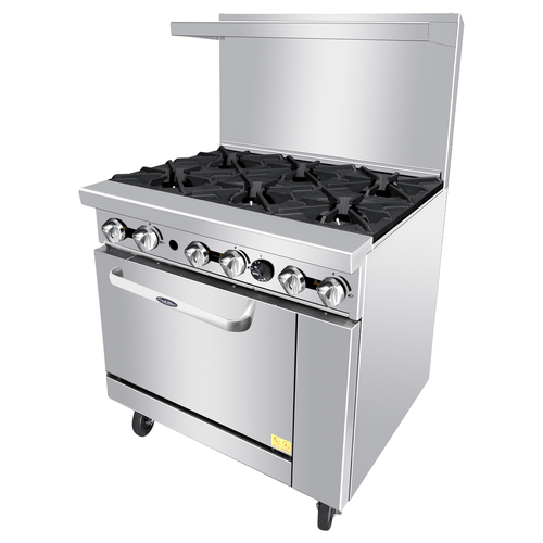 Atosa Commercial Restaurant Ranges Each Atosa AGR-6B CookRite Gas Restaurant Range - 60 in, 6 Burners, Raised Griddle/Broiler, Double Oven, LP Gas | Denson CFE