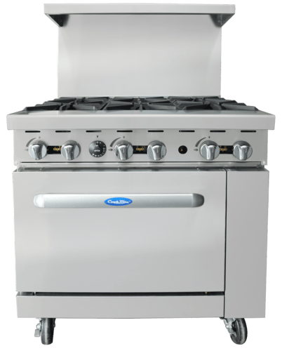 Atosa Commercial Restaurant Ranges Each Atosa AGR-6B CookRite Gas Restaurant Range - 60 in, 6 Burners, Raised Griddle/Broiler, Double Oven, LP Gas | Denson CFE