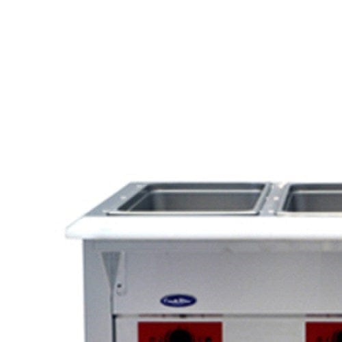 Atosa Food Holding & Warming Each Atosa CSTEA-3C Open Well Electric Steam Table with 3-Pan, Undershelf and Cutting Board – 120 V | Denson CFE