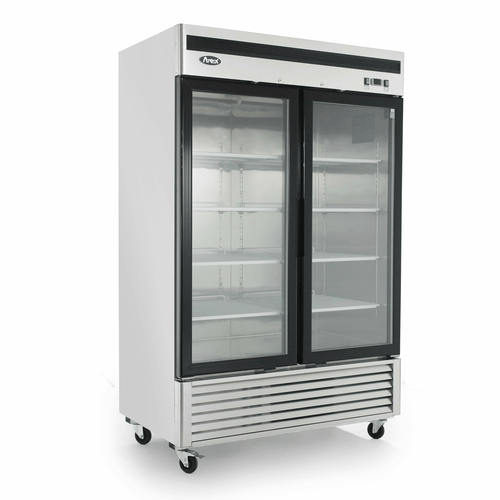 Atosa Merchandising and Display Refrigeration Each Atosa MCF8707GR Two Glass Door Merchandiser Refrigerator - 44.8 cu ft, Stainless Steel | Denson CFE