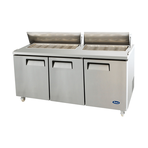 Atosa Refrigerated Prep Tables Each Atosa MSF8308GR Sandwich/Salad Mega Top Refrigerator Three-Section | Denson CFE