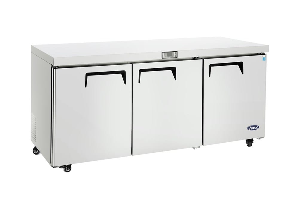 Atosa Refrigeration & Ice Each Atosa MGF8404GR Atosa MGF8404 72 in Three-Door Undercounter Refrigerator - 21.13 Cu. Ft. | Denson CFE