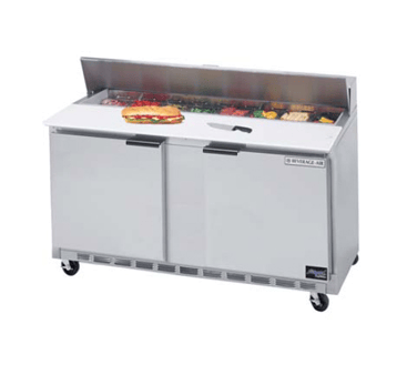 Beverage Air Refrigerated Prep Tables Each Beverage Air SPE60HC-12 Sandwich Top Refrigerated Counter Two-Section 60"W | Denson CFE