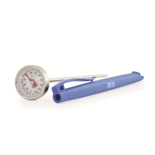 BIOS Professional Kitchen Tools Each BIOS Professional Dial Thermometer DT154, Fahrenheit Only, 1 Inch Glass Lens, 4.75 Inch Stainless Steel Stem, Calibratable, Dishwasher Safe | Denson CFE