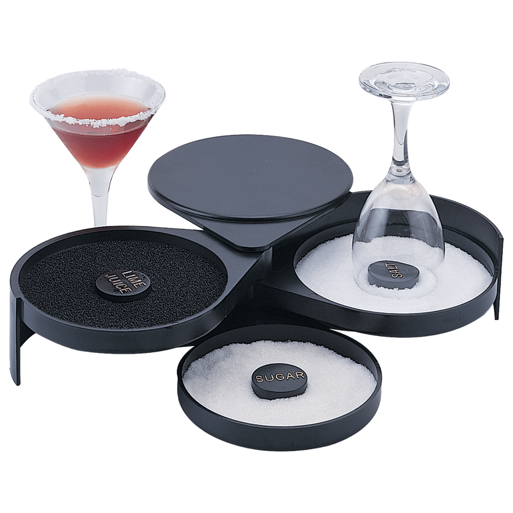 Browne Canada Foodservice Drink Preparation Tools Each Browne 574834 3 Tier Glass Rimmer - Black, Bar Salt Sugar Rimmer | Denson CFE