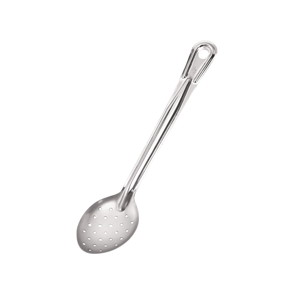 Browne Canada Foodservice Smallwares Each Browne 2762 13" Perforated Heavy Stainless Serving Spoon with Mirror Finish | Denson CFE