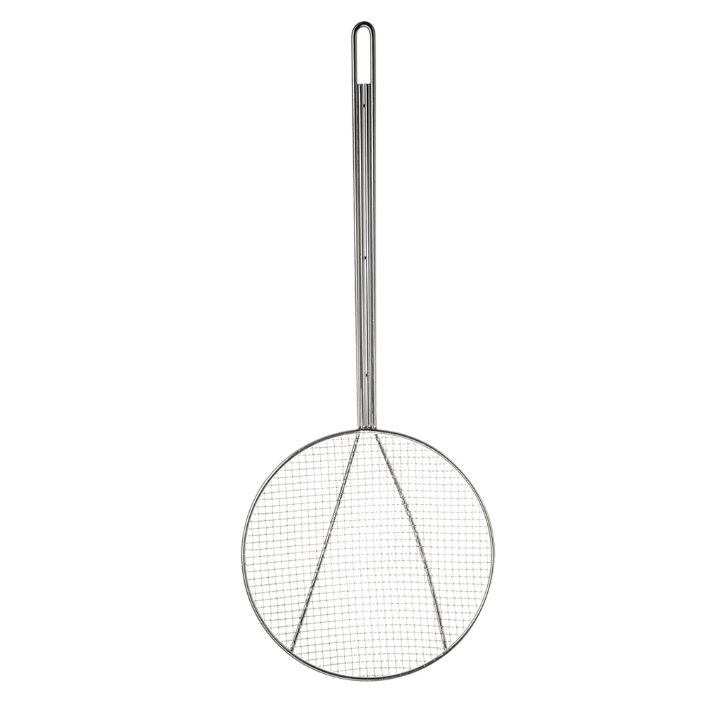 Browne Canada Foodservice Smallwares Each Browne 571928 12″ Round Nickel‑Plated Wire Skimmer with Hooked Handle | Denson CFE