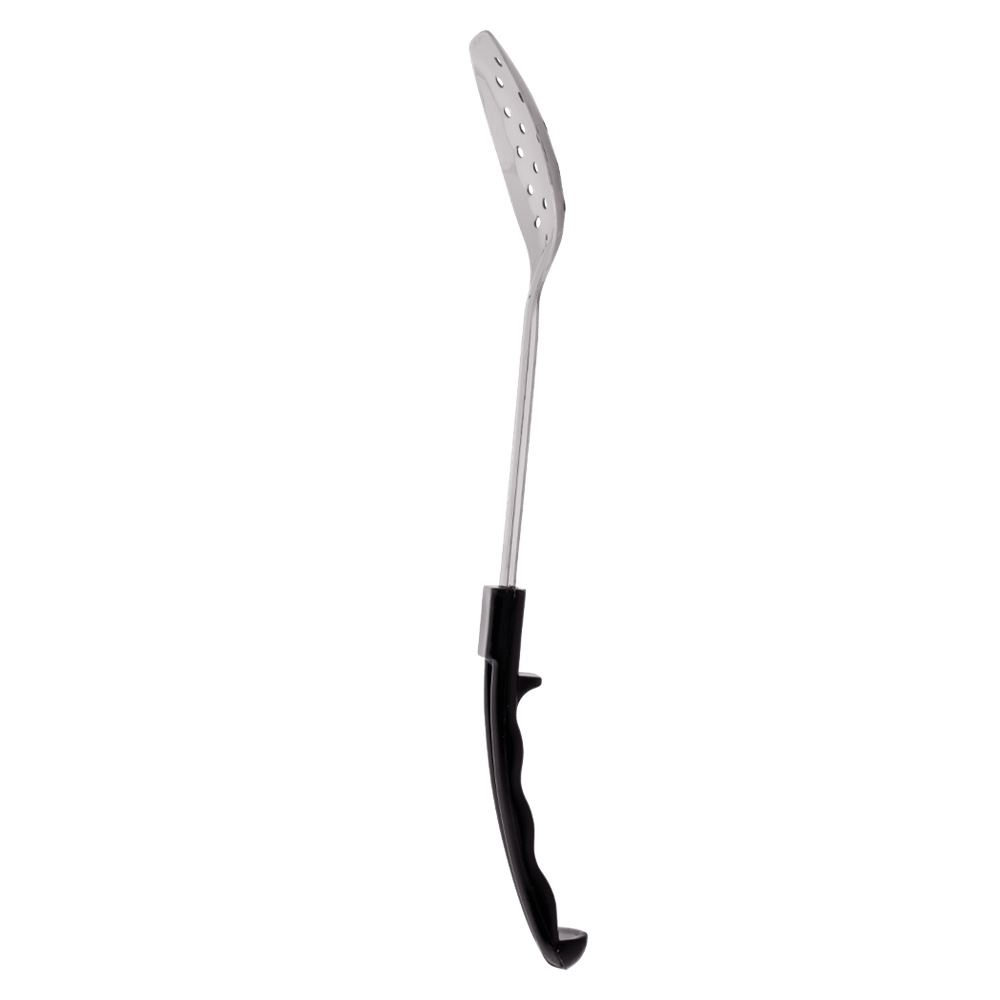 Browne Canada Foodservice Smallwares Each Browne 5763 Thirteen Inch Perforated Three Sided Spoon with Bakelite Handle | Denson CFE