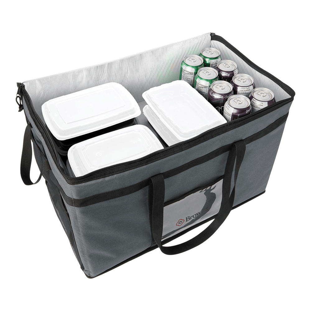 Browne Canada Foodservice Storage & Transport Each Browne 575389 23" x 15" x 14" Insulated Delivery Bag - Grey | Denson CFE