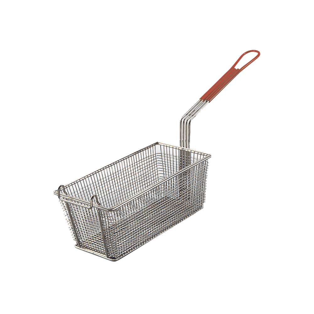 Browne Canada Foodservice Tabletop Each Browne 79216 Fryer Basket Rectangular with Red Handle 12.5x6.25 Inch | Denson CFE