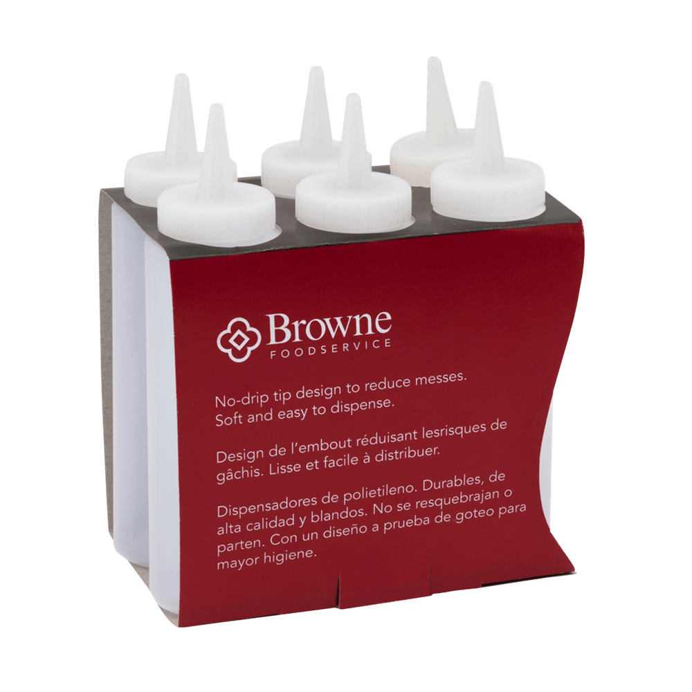 Browne Canada Foodservice Tabletop & Serving Set Browne 57800800 Squeeze Bottle, 8 oz / 237 ml, Clear - Set of 6 | Denson CFE