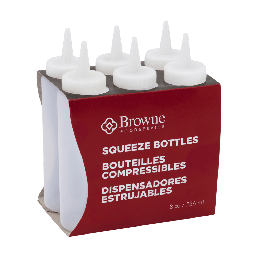 Browne Canada Foodservice Tabletop & Serving Set Browne 57800800 Squeeze Bottle, 8 oz / 237 ml, Clear - Set of 6 | Denson CFE