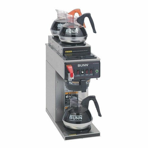 Bunn-O-Matic Food Service Supplies Each 12950.0213  CWTF15-3 Coffee Brewer, automatic, with 1 lower and 2 upper warmers, brews 3.9 gallons per hour, hot water faucet, plastic funnel, pourover feature, stainless decor, 120v/60/1-ph, 14 amps, 1670 watts, cord attached, UL, NSF
