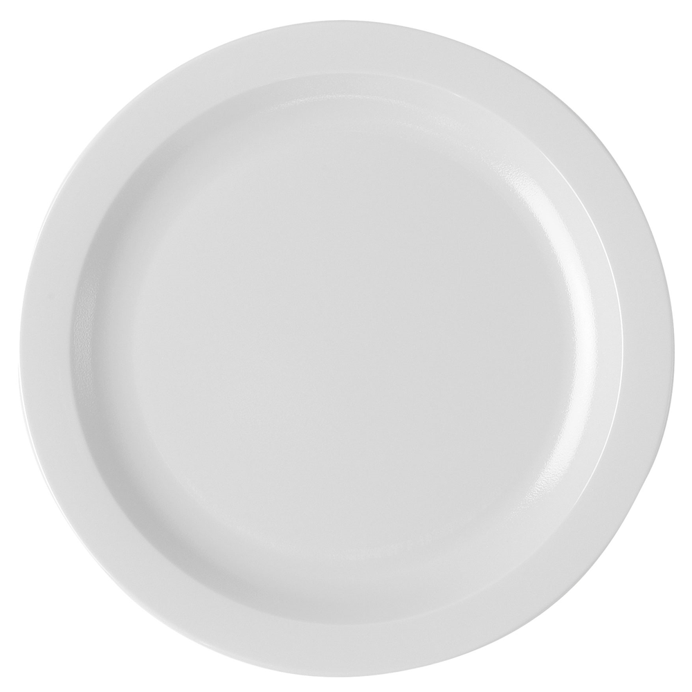 Cambro Dinnerware Each / Polycarbonate / White Cambro 10CWNR148 White Camwear 10 Inch Narrow Rim Polycarbonate Plate | Denson CFE