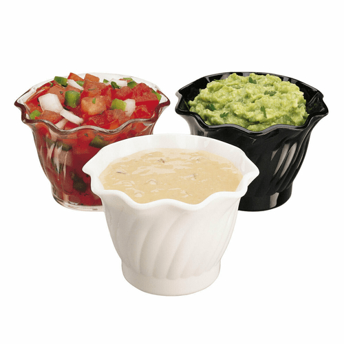 Cambro Dinnerware Each / Polycarbonate / White Cambro SRB5CW135 Clear 5 Ounce Camwear Polycarbonate Swirl Bowl