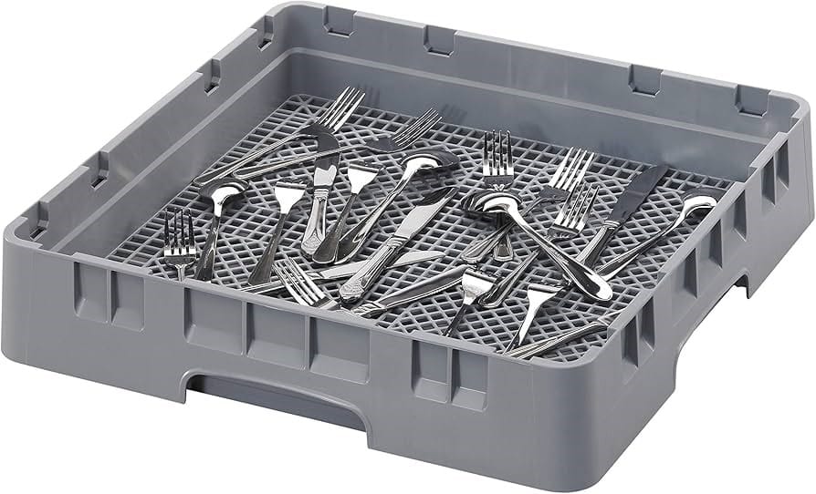 Cambro Dishwasher Rack Each / Soft Gray Cambro FR258151 Camrack Full Size Flatware Rack - 19-3/4 in x 19-3/4 in x 4 in, Soft Gray | Denson CFE