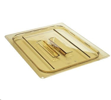 Cambro Food Pans Each / Amber Cambro 20HPCH150 H-Pan Food Pan Cover - Half Size, Flat with Handle, Nonstick, Amber