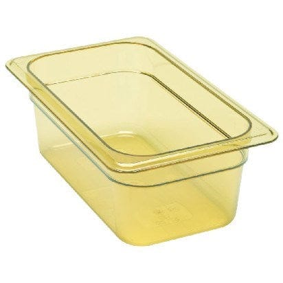 Cambro Food Pans Each / Amber Cambro 44HP150 4 Inch Deep 1/4 Size H-Pan High Heat Food Pan 2.7 Quart Capacity | Denson CFE