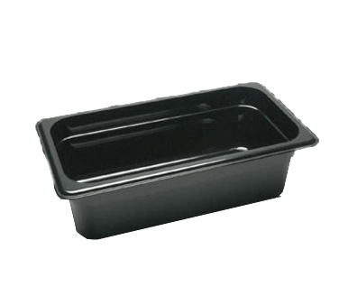 Cambro Food Pans Each / Polycarbonate / Black Cambro 34CW110 4" Deep Black Polycarbonate 1/3 Size Camwear Food Pan - 3.8 Quart Capacity | Denson CFE