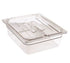 Cambro Food Pans Each / Polycarbonate / Clear Cambro 40CWCHN135 1/4 Size Clear Polycarbonate Camwear Food Pan Lid w/ Handles & Utensil Notch