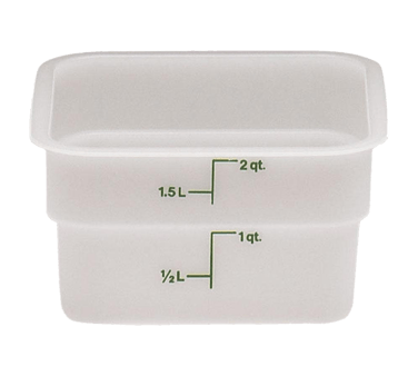 Cambro Food Storage Container Each Cambro 2SFSP148 White CamSquare 2 Quart Square Food Storage Container