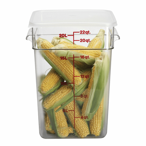 Cambro Food Storage Container Each / Clear Cambro 22SFSCW135 Clear CamSquare 22 Quart Square Food Storage Container - NSF, Dishwasher Safe | Denson CFE
