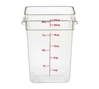 Cambro Food Storage Container Each / Clear Cambro 22SFSCW135 Clear CamSquare 22 Quart Square Food Storage Container - NSF, Dishwasher Safe | Denson CFE