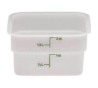 Cambro Food Storage Container Each / White Cambro 2SFSP148 White CamSquare 2 Quart Square Food Storage Container - NSF Listed | Denson CFE