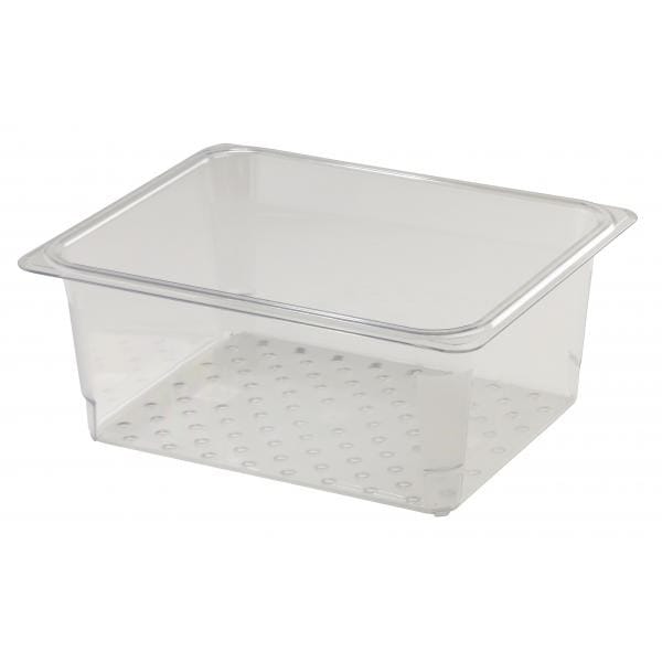 Cambro Smallwares Each / Clear Cambro 25CLRCW135 Camwear Colander, 10-7/16" x 12-3/4" x 5" Deep, Fits 1/2 Size Food Pans