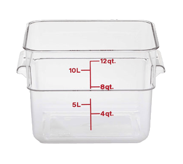 Cambro Storage & Transport Each / Clear Cambro 12SFSCW135 Clear CamSquare 12 Quart Square Food Storage Container | Denson CFE