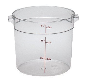 Cambro Storage & Transport Each / Polycarbonate / Clear Cambro RFSCW6135 Clear Camwear 6 Qt Polycarbonate Round Food Storage Container | Denson CFE