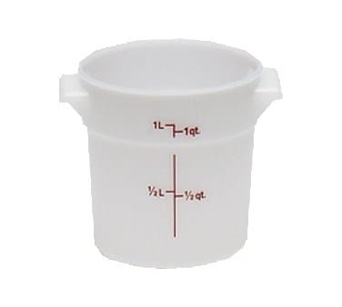 Cambro Storage & Transport Each / White Cambro RFS1148 White 1 Qt Round Polyethylene Food Storage Container