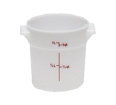 Cambro Storage & Transport Each / White Cambro RFS1148 White 1 Qt Round Polyethylene Food Storage Container | Denson CFE