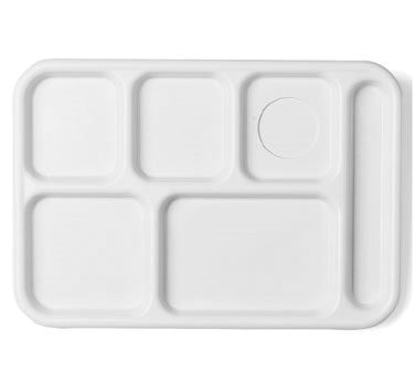 Cambro Tabletop & Serving Each / Polycarbonate / Black Cambro 10146CW110 Black 10 Inch x 14 1/2 Inch 6-Compartment Rectangular Polycarbonate Camwear School Serving Tray