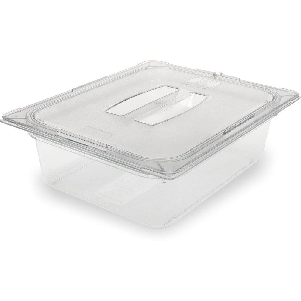 Carlisle Food Storage Containers Each Carlisle 10221B07 Clear Polycarbonate StorPlus Half Size Food Pan, 4" Deep, 5.6 Qt | Denson CFE