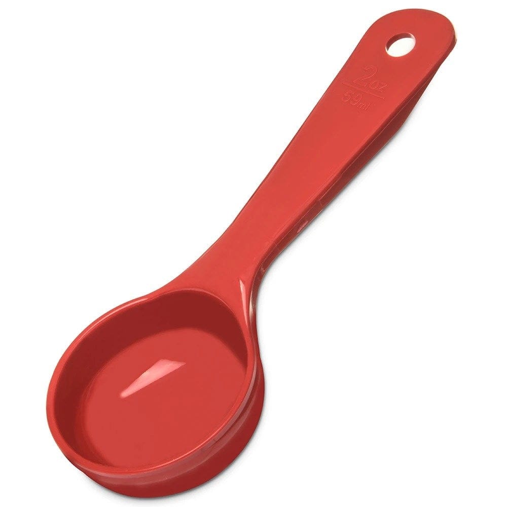Carlisle Kitchen Tools Each Carlisle 492405 2 oz Solid Portion Spoon w/ Flat Bottom, Plastic, Red