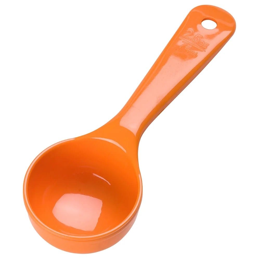 Carlisle Kitchen Tools Each Carlisle 492524 2.5 oz Solid Portion Spoon with Flat Bottom, Plastic, Orange | Denson CFE