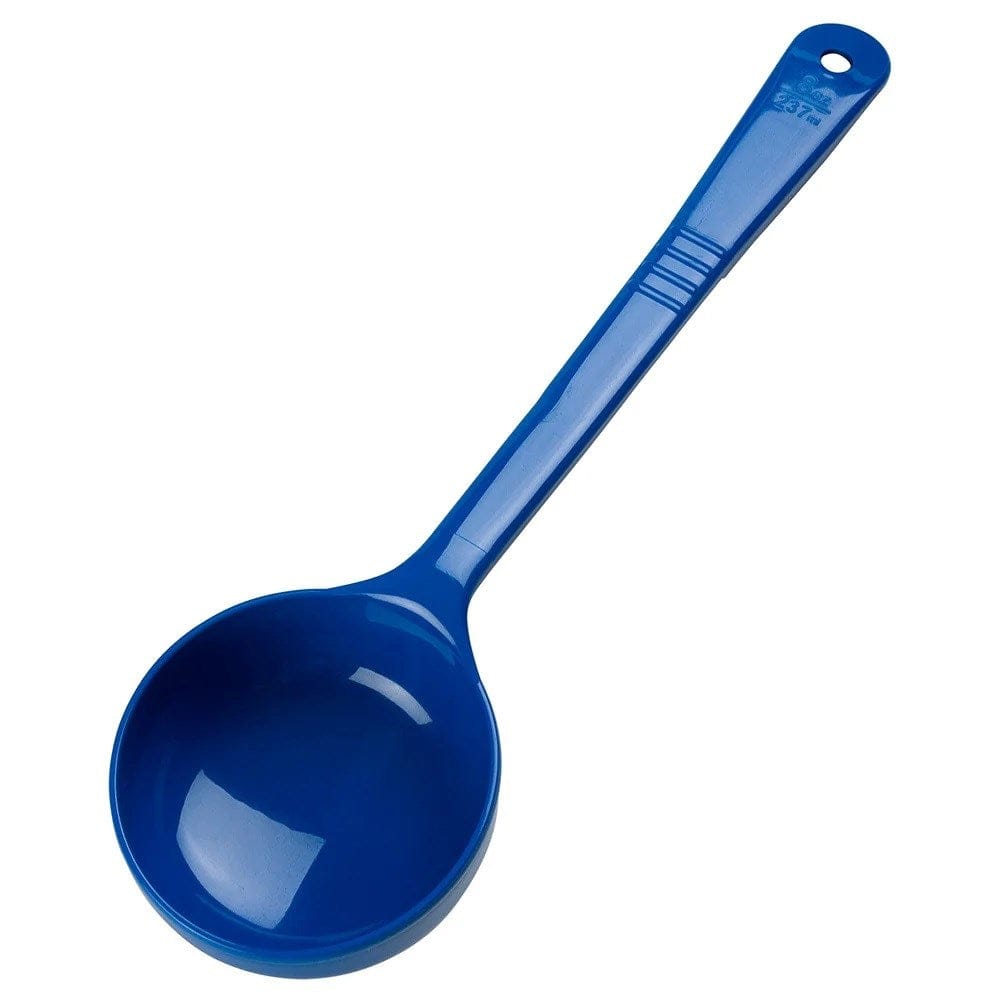 Carlisle Smallwares Each / Blue Carlisle 399214 8 oz Solid Portion Spoon with Long Handle - Blue, Polypropylene | Denson CFE
