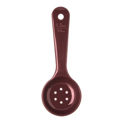 Carlisle Smallwares Each Carlisle 496101 Measure Miser 1.5 oz. Reddish Brown Short Handle Perforated Portion Spoon