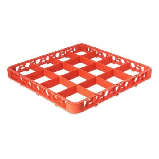 Carlisle Storage & Transport Each Carlisle RE16C24 Orange OptiClean 16 Compartment Divided Glass Rack Extender