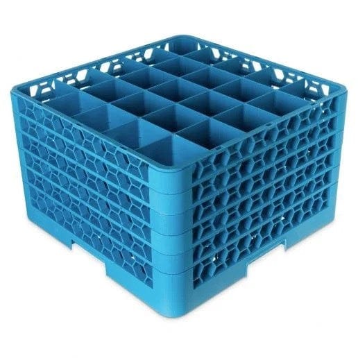 Carlisle Warewashing Each / Blue Carlisle RG25-514 OptiClean 25 Compartment Glass Rack with 5 Extenders, Carlisle Blue | Denson CFE