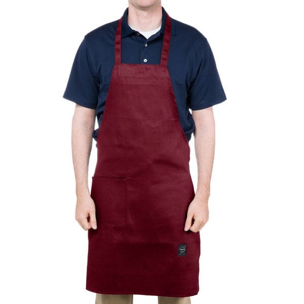Chef Revival Clothing & Textiles Each / Burgundy Chef Revival 601BAC-WH Full Length Bib Apron, Poly/Cotton, 28" x 34"