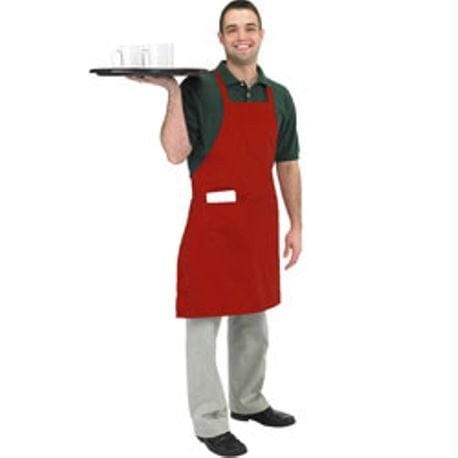 Chef Revival Essentials Each / Red Chef Revival 601BAC-WH Full Length Bib Apron, Poly/Cotton, 28" x 34"