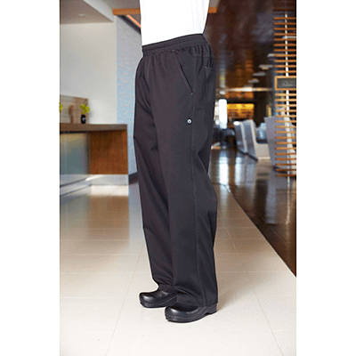 Chef Works Essentials Each Basic Baggy Pants, double-needle topstitching detail, built-in f